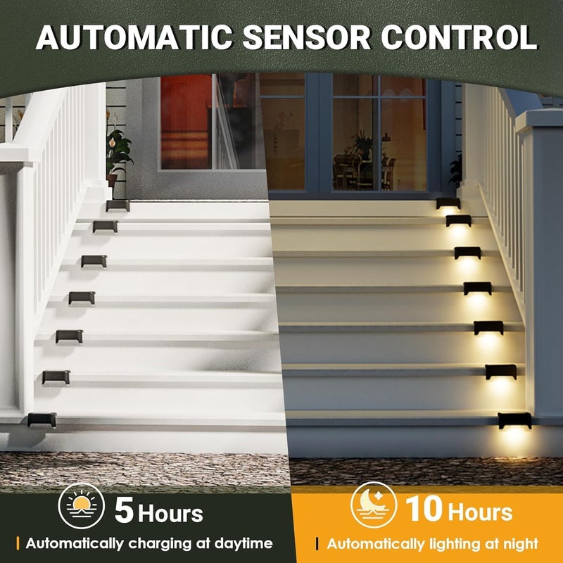 SOLPEX Solar Deck Lights Outdoor 20 Pack, Solar Step Lights Waterproof Led Solares Light for Outdoor Stairs, Step, Fence, Yard, Patio, and Pathway(Warm White) - Image 2